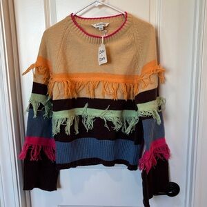 DAVI & DANI Colorful Fringed Sweater